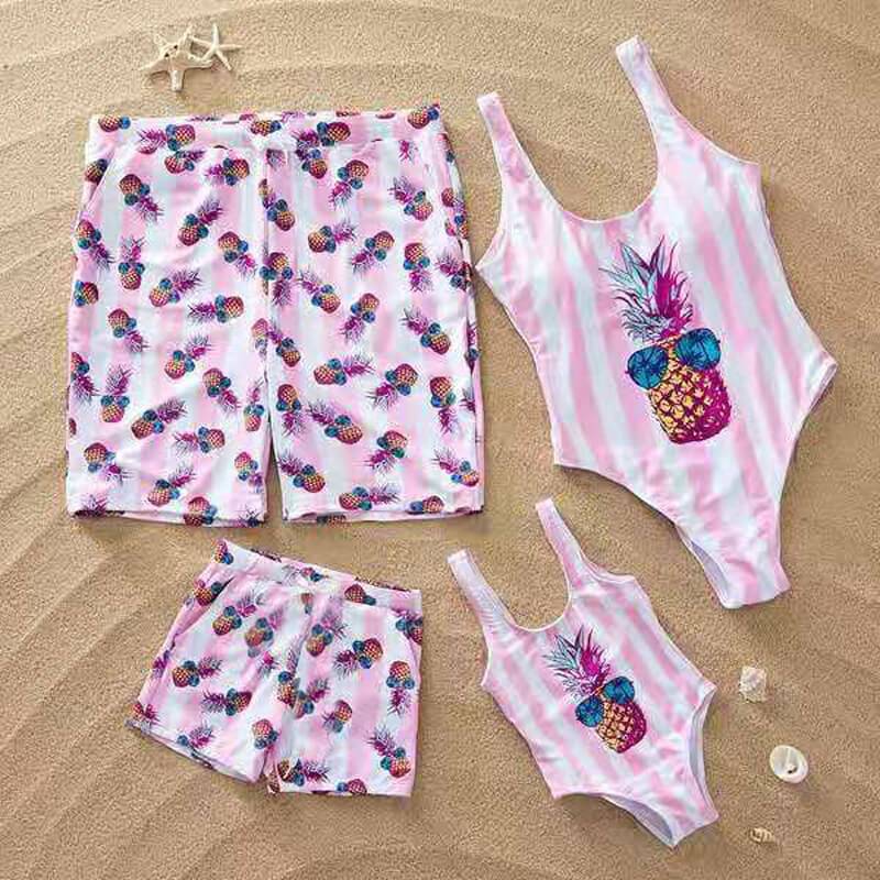 Summer Pineapple Stripes Family Swimwear - Find the Best and Stylish Matching Family Swimsuits