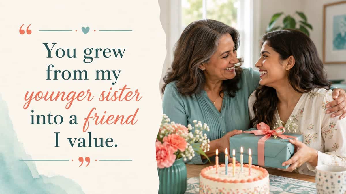 Older and younger sisters celebrating their close adult friendship