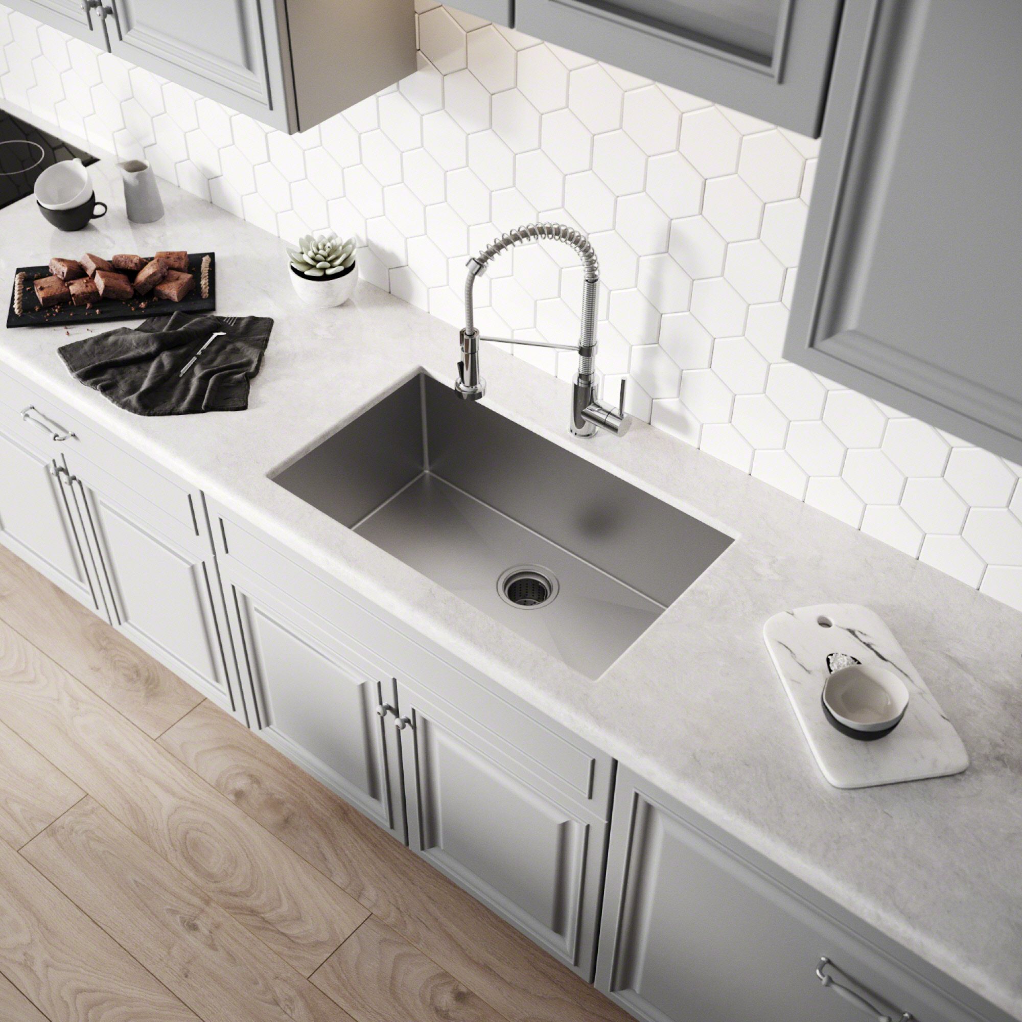 undermount kitchen sink - One-Wall Kitchen Design Ideas – Cons and Pros