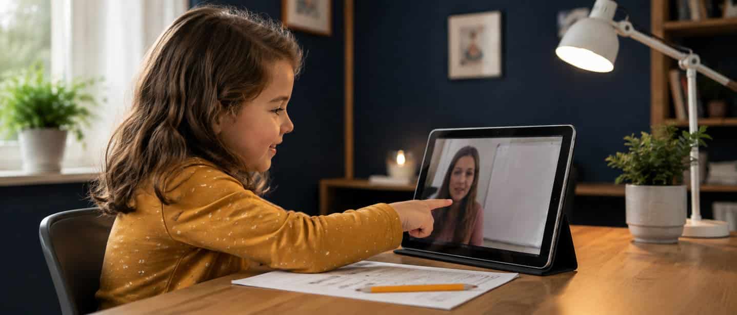 A tutor guiding a student through a one-to-one online session