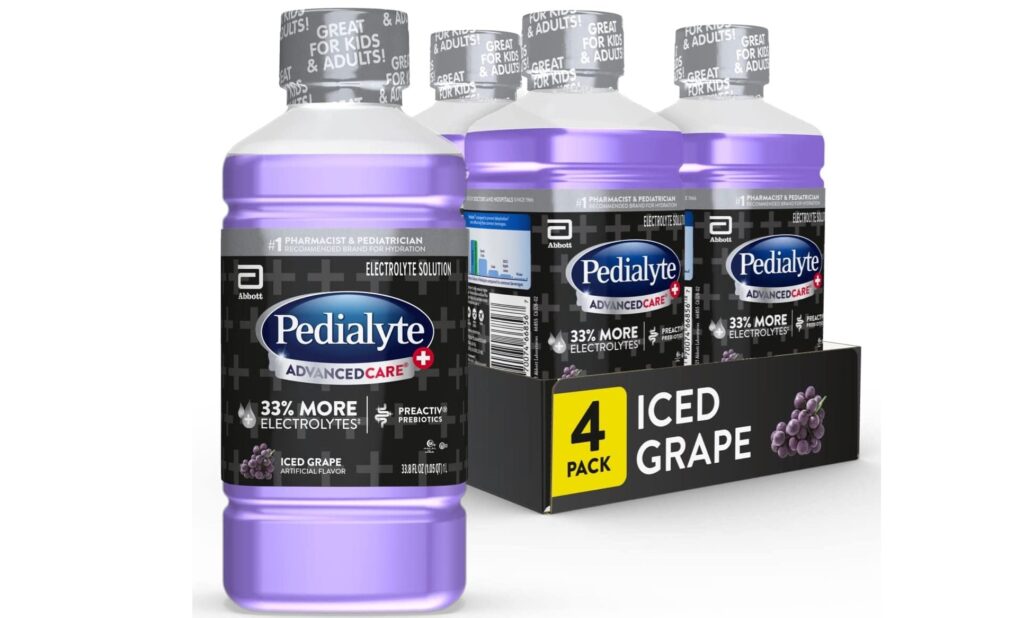 pedialyte advancedcare plus drink iced grape