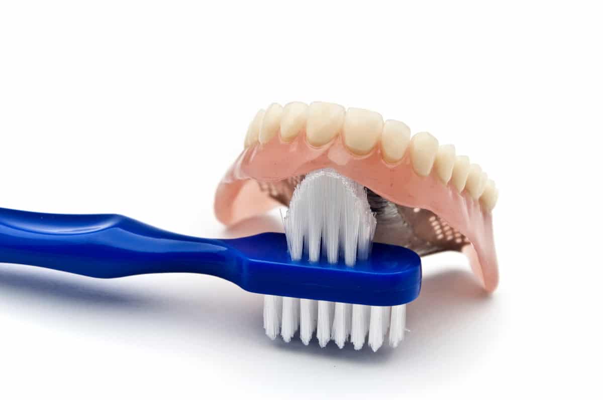 dentures with brush