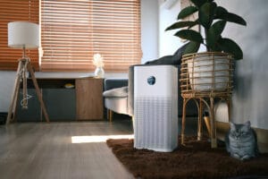 air purifier with lovely cat and houseplant on woo 2022 04 07 00 39 20 utc(1)(1)