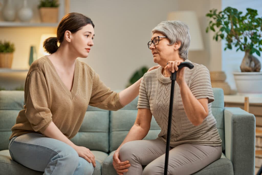 elderly patient and caregiver