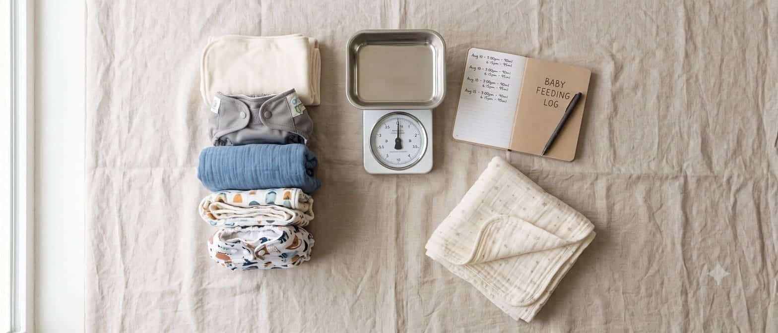 Checking newborn wet diapers and weight