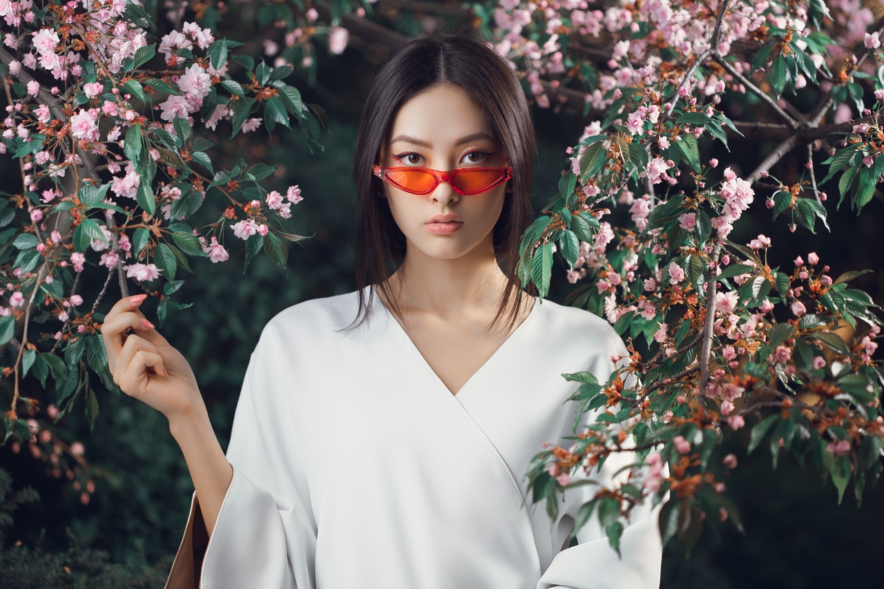 asian woman fashion close up portrait outdoors