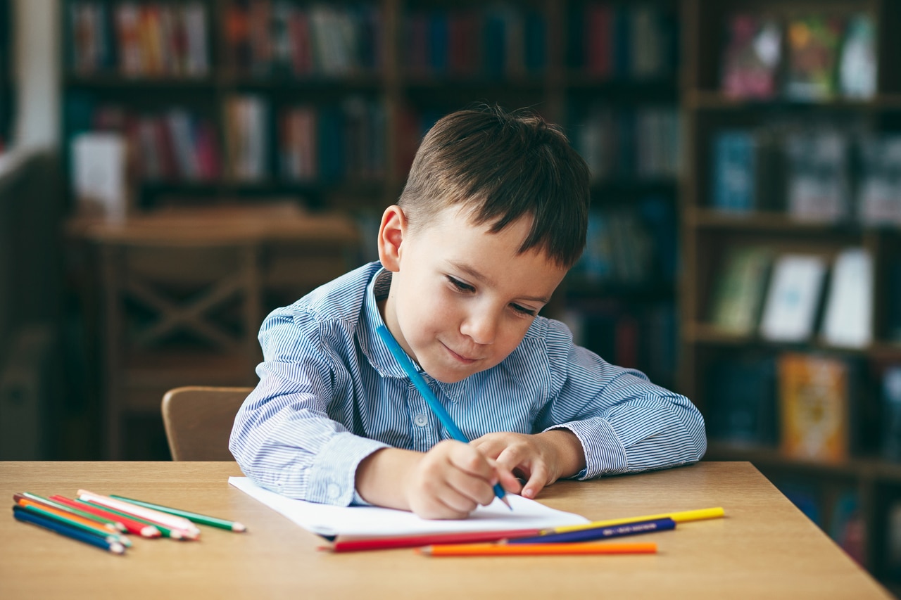 preschool boy drawing