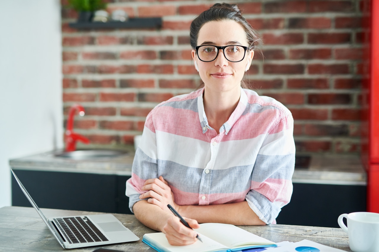 girl studying at home