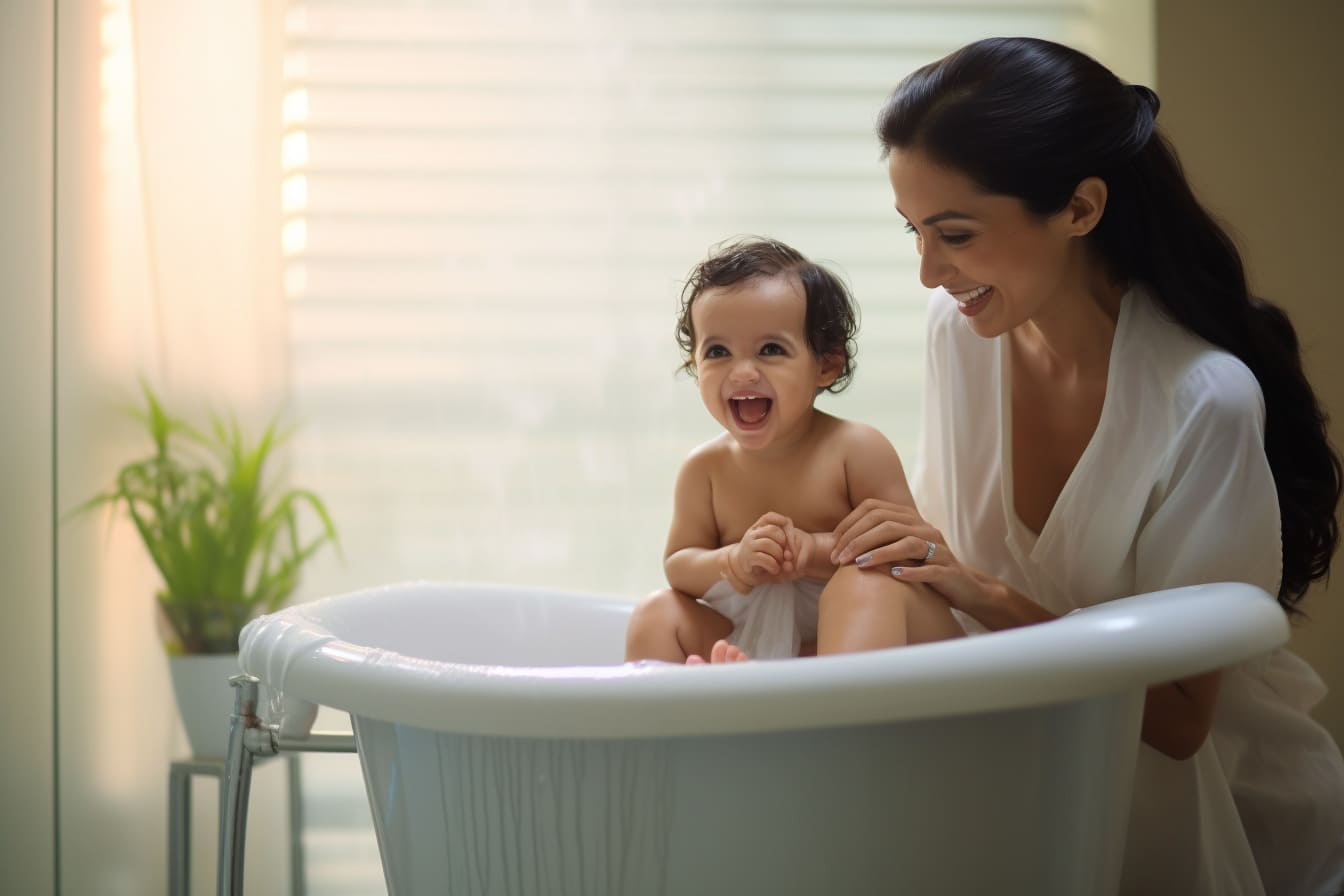 manishq1 baby sitting on bath chair and mom bathing at the same 2e91c726 5b01 4952 8ec8 cc8c7798e962