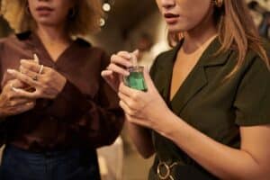women testing new perfumes