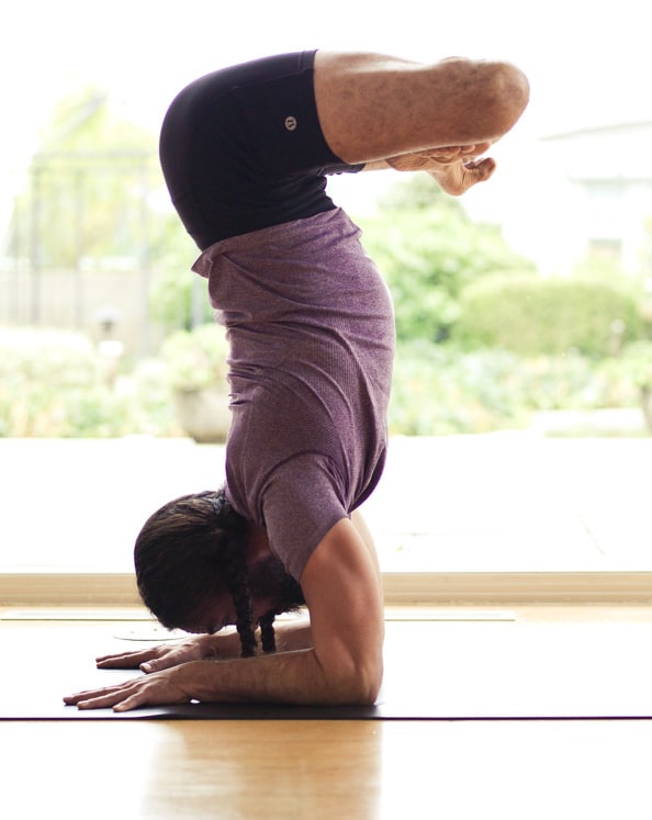 feathered peacock pose aka pincha mayurasana