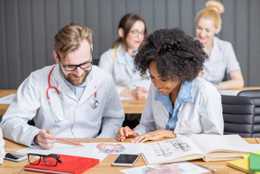 group of medical students in the classroom