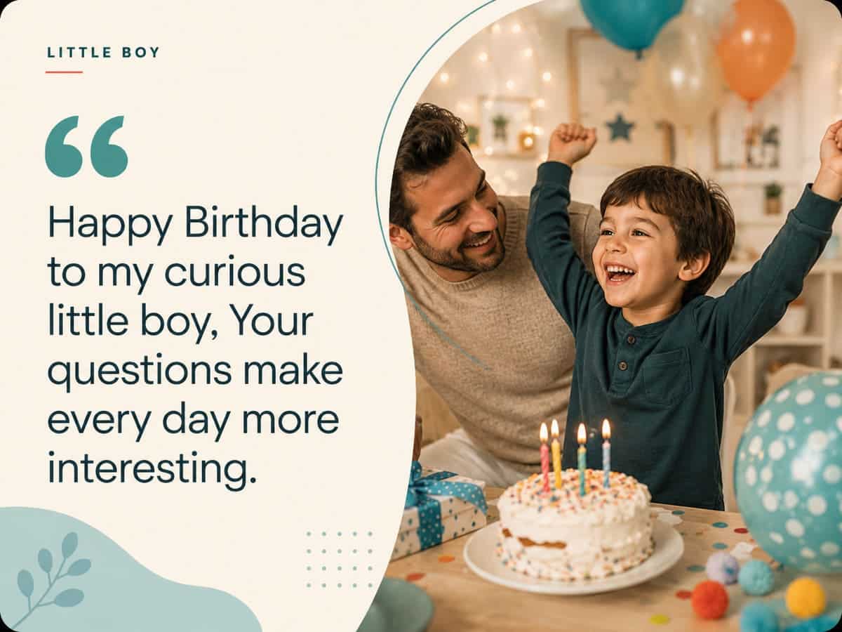 Birthday Status for a little boy celebrating with his parent and birthday cake