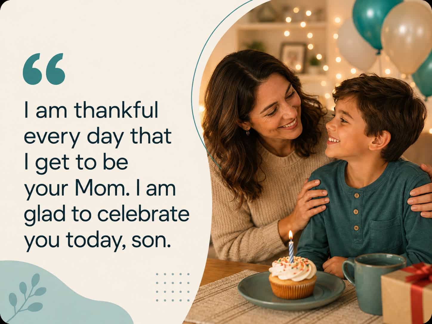 Birthday Status from Mom to son with a warm mother and son celebration