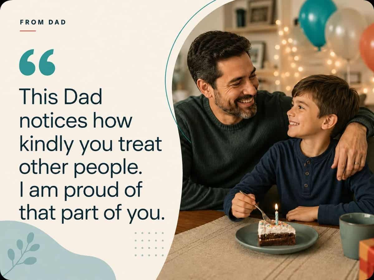 Birthday Status from Dad to son with a proud father and son celebration