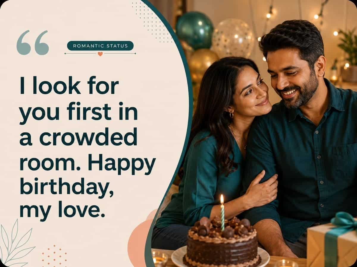 Romantic WhatsApp birthday Status for husband with a married couple sharing a warm birthday moment