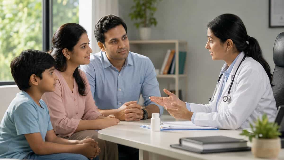 Parent discussing child vitamins and supplements with a pediatrician