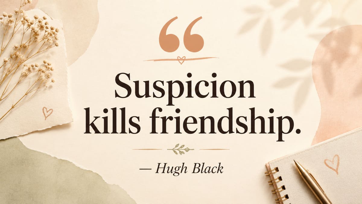 Suspicion kills friendship. - Hugh Black