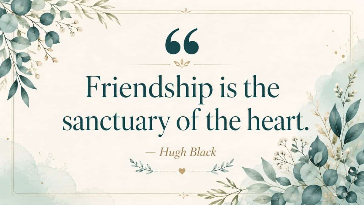 Friendship is the sanctuary of the heart. - Hugh Black