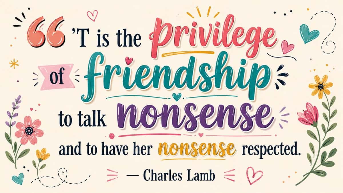 ’T is the privilege of friendship to talk nonsense and to have her nonsense respected. - Charles Lamb