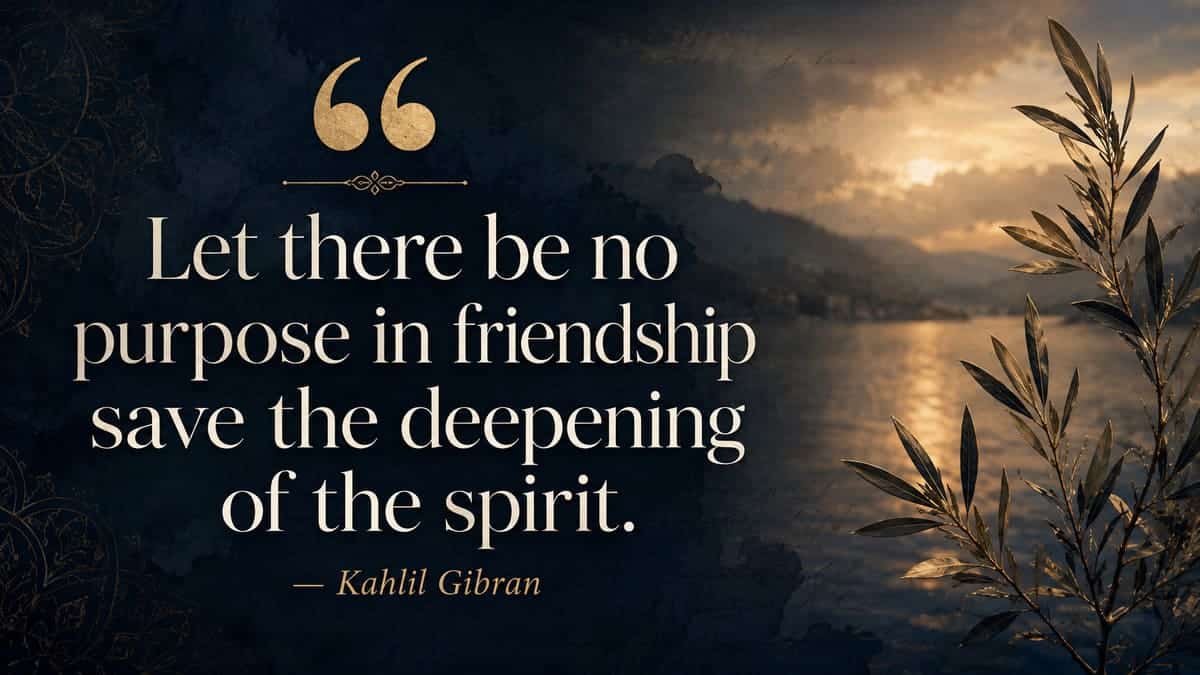 Let there be no purpose in friendship save the deepening of the spirit. - Kahlil Gibran