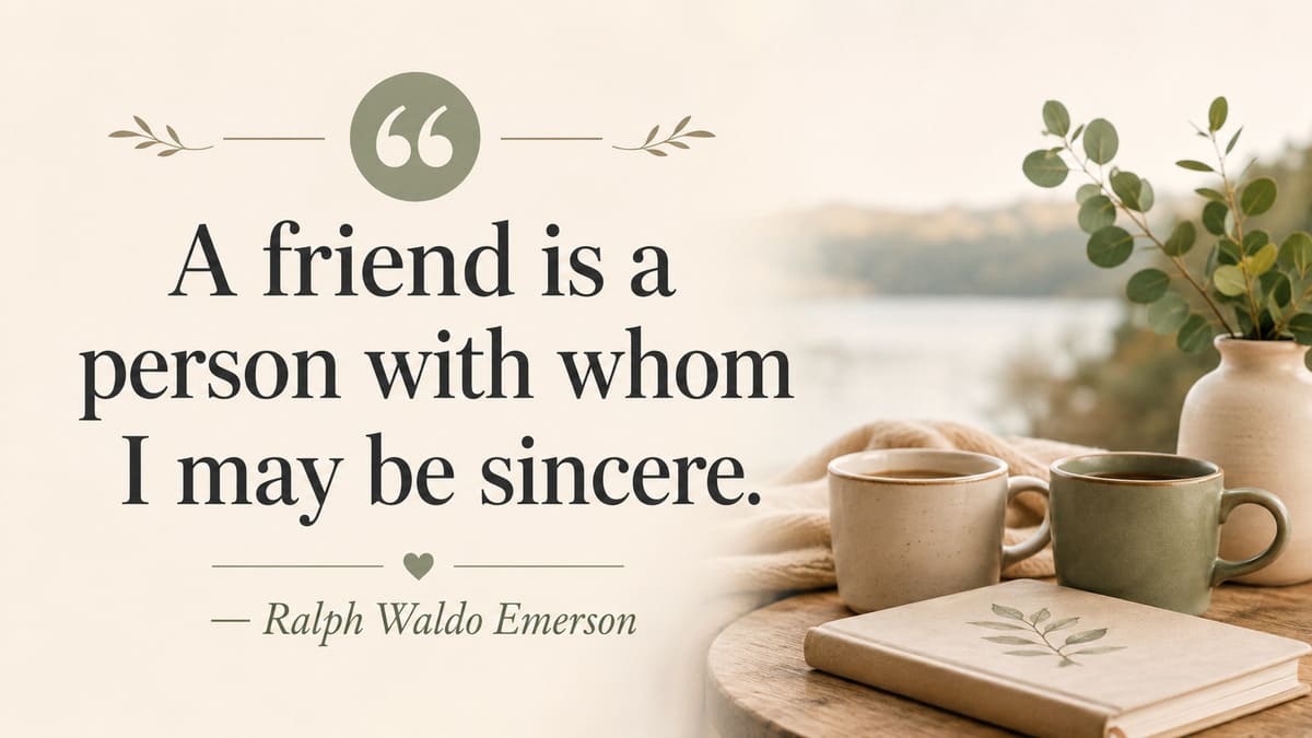 A friend is a person with whom I may be sincere. - Ralph Waldo Emerson