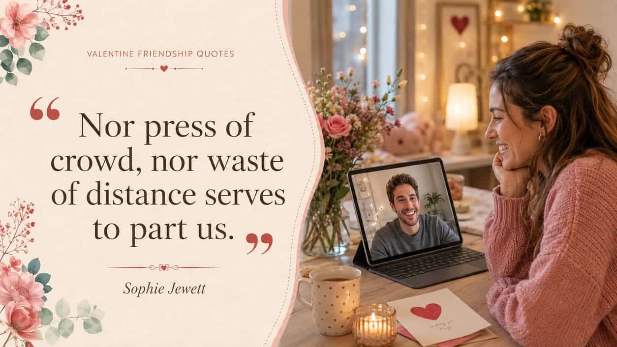 Nor press of crowd, nor waste of distance serves to part us. - Sophie Jewett