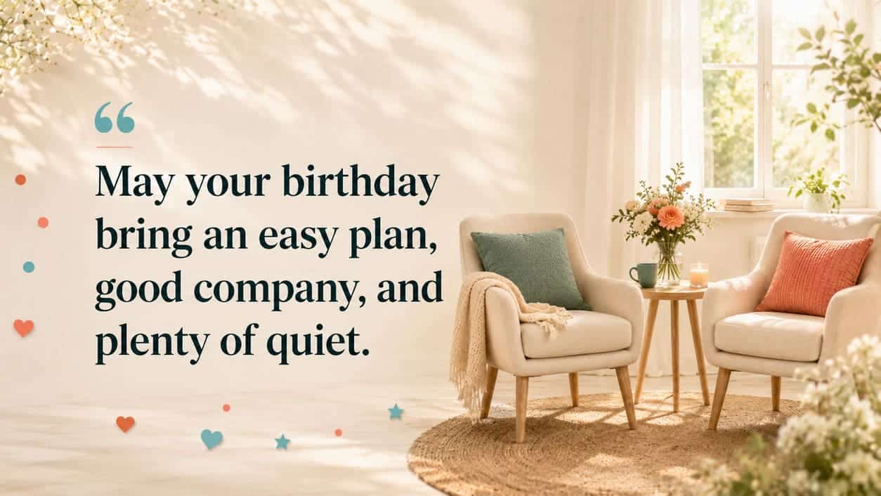 Two comfortable chairs sit beside a quiet window with simple flowers and soft light.