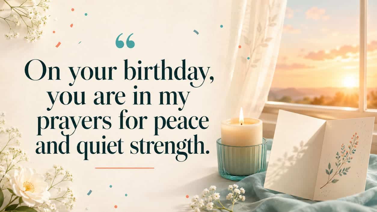 A quiet candle and open prayer card sit beside a soft window at sunrise.