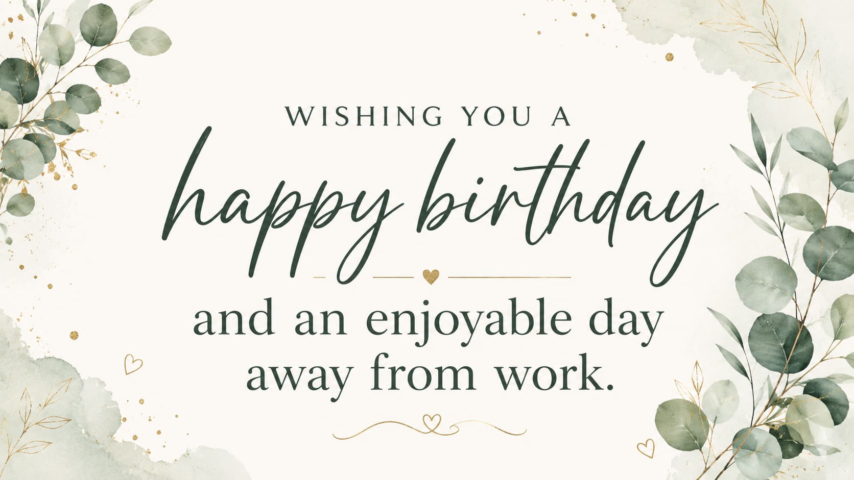 A clean professional desk holds a birthday card, notebook, and small plant in warm natural light.