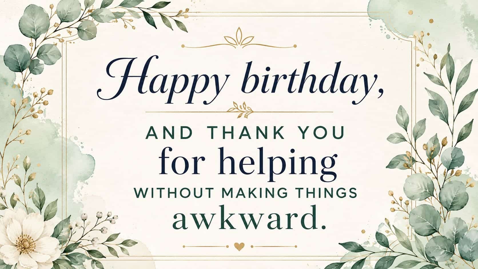 A thoughtful thank-you note rests beside a helping hand and a small birthday card.