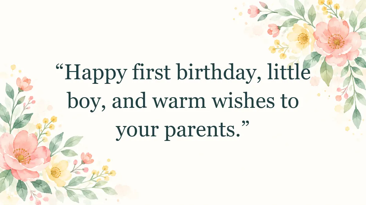 Quote image for a birthday wish to the baby and parents.