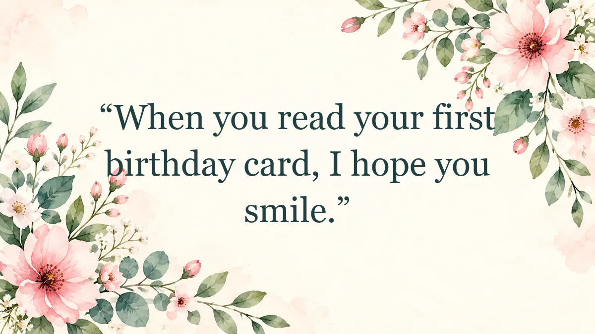 Quote image for a first birthday card he may read later.