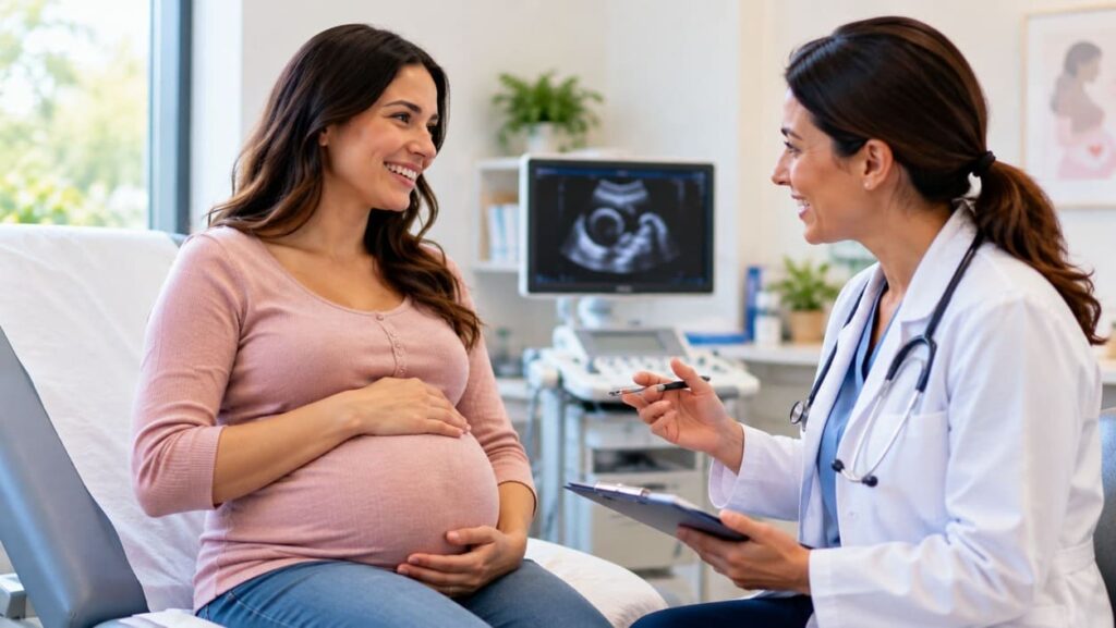 warm prenatal consultation with ultrasound