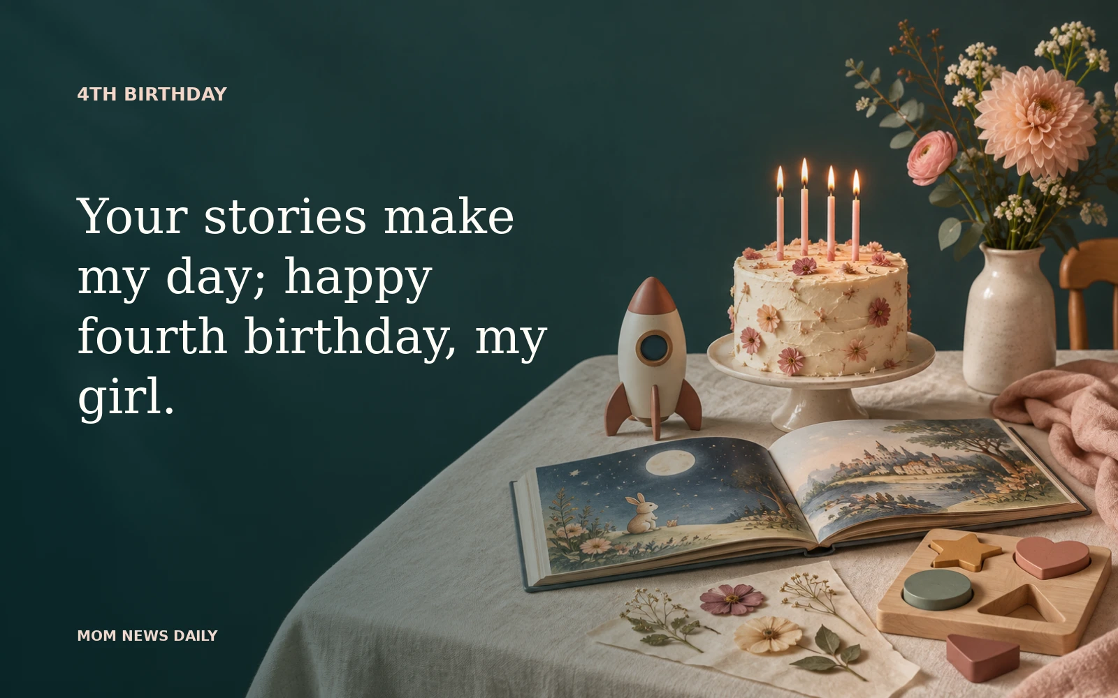 Your stories make my day; happy fourth birthday, my girl.