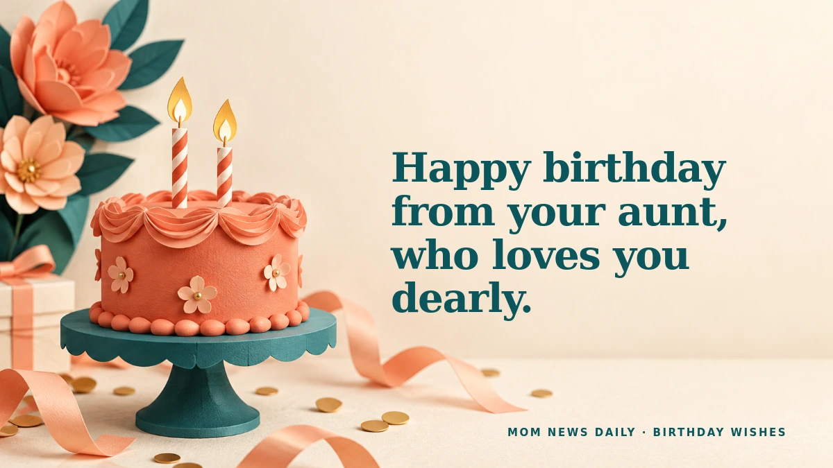 Birthday cake graphic with a loving birthday message from an aunt to her niece.